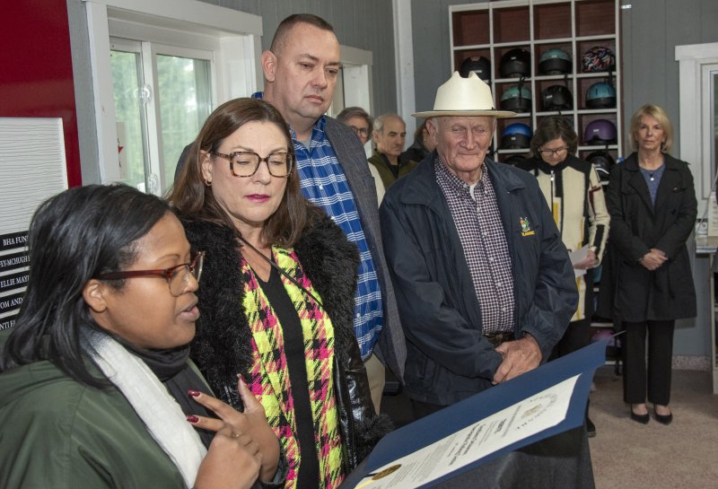 Rep. Alonna Berry, D-Milton, reads a House of Representatives tribute for SDTR’s 10th anniversary. Joining her are (l-r) Rep. Claire Snyder-Hall, D-Rehoboth Beach; Sen. Brian Pettyjohn, R-Georgetown; and Sen. David Wilson, R-Lincoln.